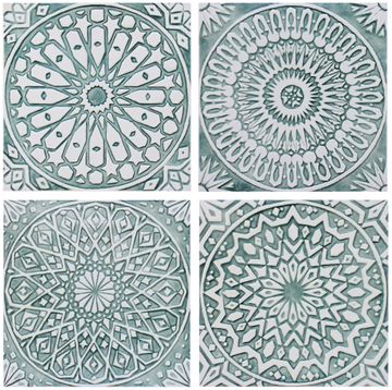Handmade Tiles Set10 aqua [30cm/11.8"] by G Vega - view 3
