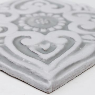 Handmade tile grey mandala #1 [15cm/5.9"] by G Vega - view 9