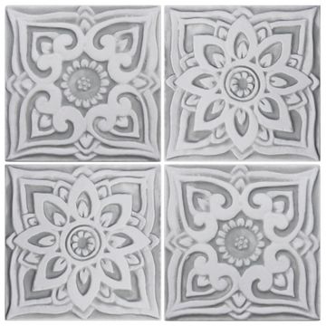 Handmade tile grey mandala #1 [15cm/5.9"] by G Vega - view 3