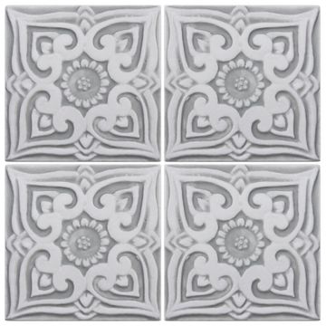 Handmade tile grey mandala #1 [15cm/5.9"] by G Vega - view 2
