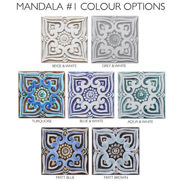 Handmade tile grey mandala #1 [15cm/5.9"] by G Vega - view 4