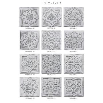 Handmade tile grey mandala #1 [15cm/5.9"] by G Vega - view 5