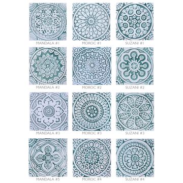 Handmade tile aqua white mandala #4 [20cm/7.8"] by G Vega - view 3
