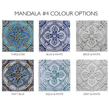 Handmade tile aqua white mandala #4 [20cm/7.8"] by G Vega - view 4