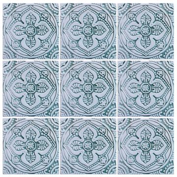 Handmade tile aqua white mandala #4 [20cm/7.8"] by G Vega - view 8