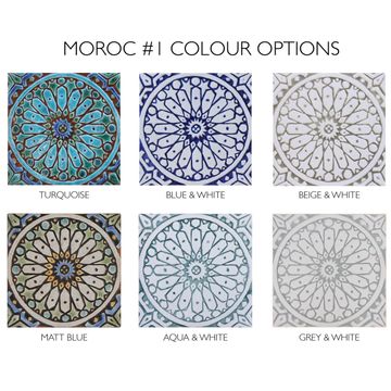 Handmade tile aqua white moroccan #1 [20cm/7.8"] by G Vega - view 4