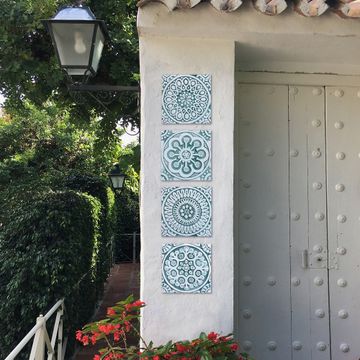 Handmade tile aqua white moroccan #1 [20cm/7.8"] by G Vega - view 9