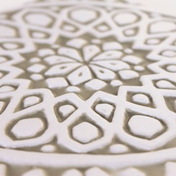 Handmade tile beige white moroccan #4 [20cm/7.8"] by G Vega - view 3