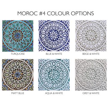 Handmade tile beige white moroccan #4 [20cm/7.8"] by G Vega - view 9