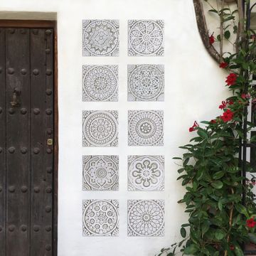 Handmade tile beige white moroccan #4 [20cm/7.8"] by G Vega - view 4