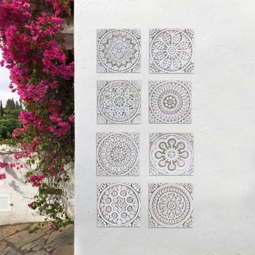 Handmade tile beige white suzani #4 [20cm/7.8"] by G Vega - view 9