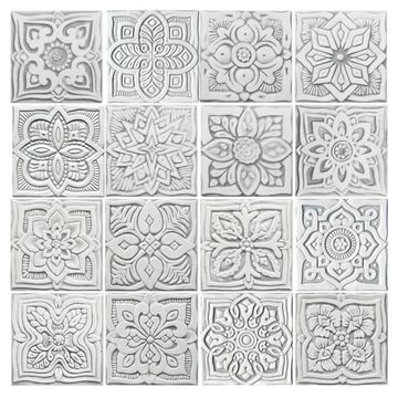 Handmade tile grey white Spanish #2 [15cm/5.9"] by G Vega - view 8