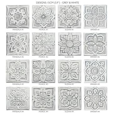 Handmade tile grey white Spanish #2 [15cm/5.9"] by G Vega - view 7