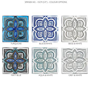 Handmade tile grey white Spanish #2 [15cm/5.9"] by G Vega - view 6