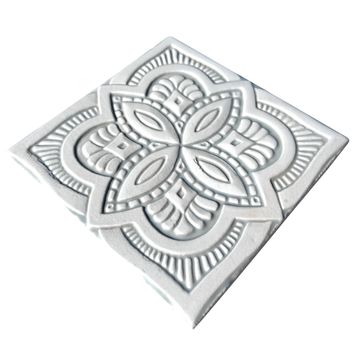 Handmade tile grey white Spanish #2 [15cm/5.9"] by G Vega - view 2