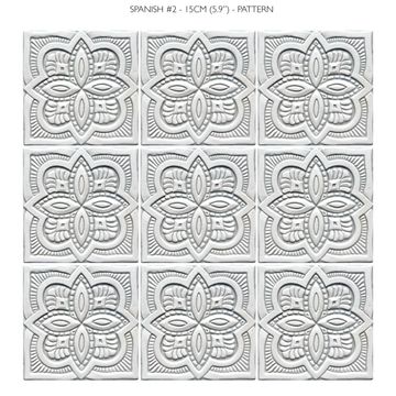 Handmade tile grey white Spanish #2 [15cm/5.9"] by G Vega - view 4