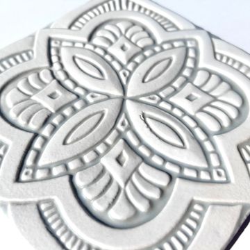 Handmade tile grey white Spanish #2 [15cm/5.9"] by G Vega - view 3