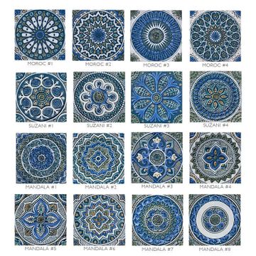 Handmade Tile Teal Suzani #1 [30cm/11.8"] by G Vega - view 6