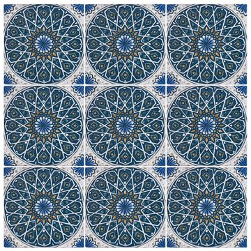 Handmade Tile Teal Moroccan #4 [30cm/11.8"] by G Vega - view 4