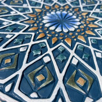 Handmade Tile Teal Moroccan #4 [30cm/11.8"] by G Vega - view 3