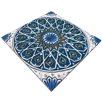 Handmade Tile Teal Moroccan #4 [30cm/11.8"] by G Vega - view 2