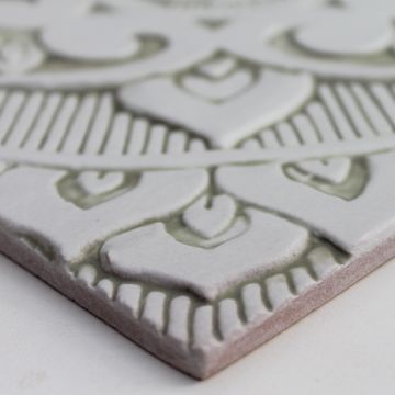 Handmade tile beige white mandala #3 [30cm/11.8"] by G Vega - view 6