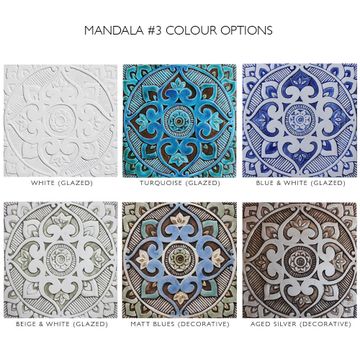 Handmade tile beige white mandala #3 [30cm/11.8"] by G Vega - view 3