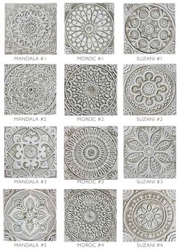Handmade tile beige white mandala #3 [30cm/11.8"] by G Vega - view 4