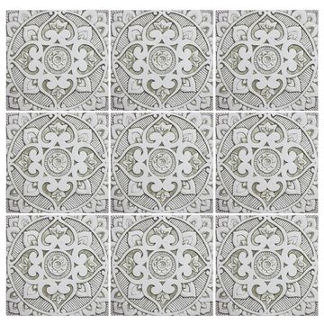 Handmade tile beige white mandala #3 [30cm/11.8"] by G Vega - view 5