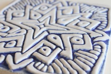 Handmade tile blue white moroccan #2 [15cm/5.9"] by G Vega - view 2