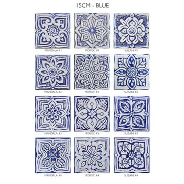 Handmade tile blue white moroccan #2 [15cm/5.9"] by G Vega - view 5