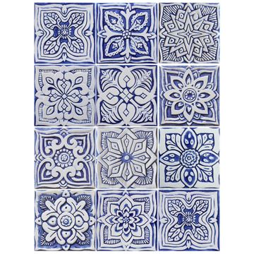 Handmade tile blue white moroccan #2 [15cm/5.9"] by G Vega - view 8