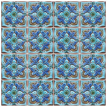 Handmade tile turquoise suzani #1 [15cm/5.9"] by G Vega - view 7