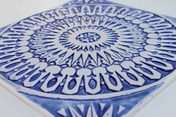 Handmade tile blue white moroccan #3 [30cm/11.8"] by G Vega - view 3