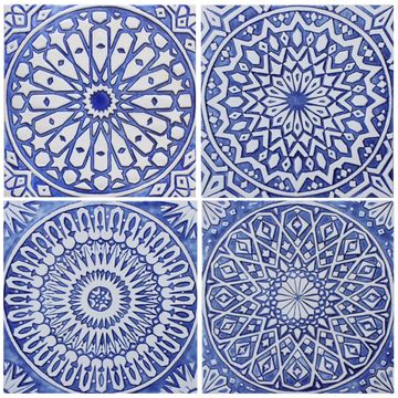 Handmade tile blue white moroccan #3 [30cm/11.8"] by G Vega - view 2