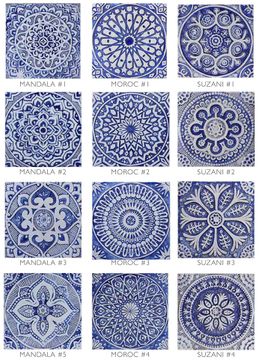 Handmade tile blue white moroccan #3 [30cm/11.8"] by G Vega - view 7