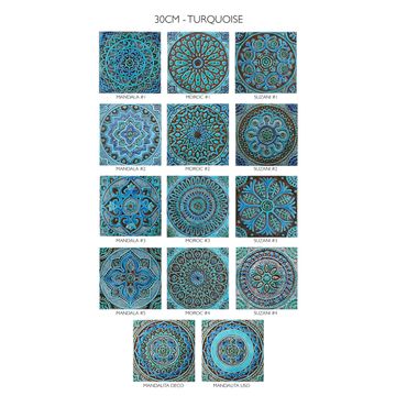 Handmade tile turquoise mandala #7 [30cm/11.8"] by G Vega - view 4