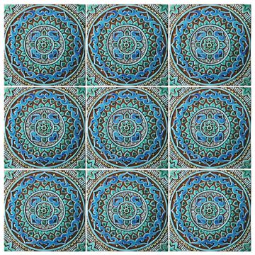 Handmade tile turquoise mandala #7 [30cm/11.8"] by G Vega - view 5