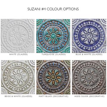 Handmade tile turquoise Suzani #4 [30cm/11.8"] by G Vega - view 6