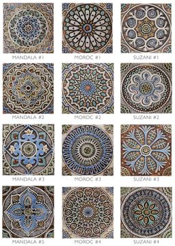 Handmade Tile matt blue suzani #3 [30cm/11.8"] by G Vega - view 7