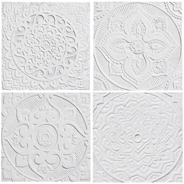 Handmade Tile white relief mandala #2 [30cm/11.8"] by G Vega - view 2