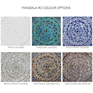 Handmade Tile white relief mandala #2 [30cm/11.8"] by G Vega - view 4