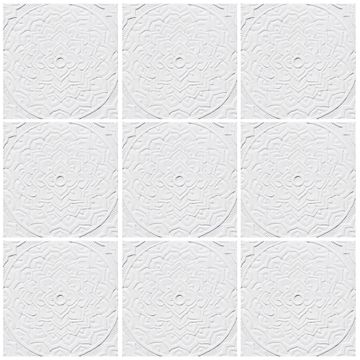 Handmade Tile white relief mandala #2 [30cm/11.8"] by G Vega - view 3