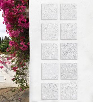 Handmade Tile white relief mandala #2 [30cm/11.8"] by G Vega - view 9