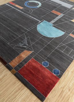 Aakar ESK-315, Liquorice/Red Orange by Jaipur Rugs - view 3