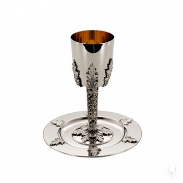 Kiddush Plate D.-17cm - Mod. Acanthus Leaf by Zaramella Argenti srl - view 3