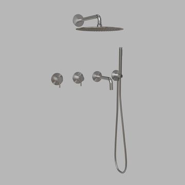 Built-in part three-way shower w/ thermostat - steel by d line - view 2