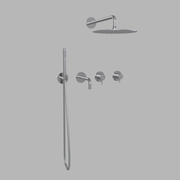 Three-way shower/bath solution w/ thermostat spout, hand shower and shower head by d line - view 2