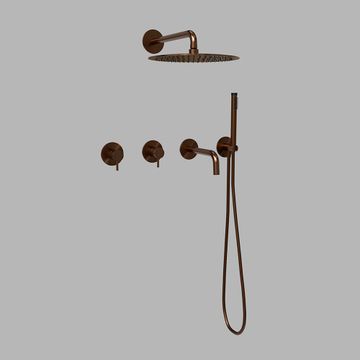 Built-in part three-way shower w/ thermostat - PVD bronze by d line - view 2