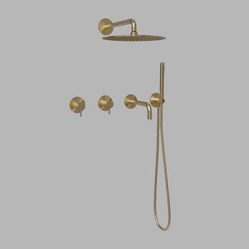 Built-in part three-way shower w/ thermostat - PVD brass by d line - view 2